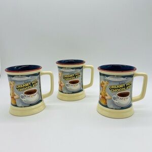 THE POLAR EXPRESS CREAMY HOT CHOCOLATE MUG SET OF 3 CREAM/BLUE COLORS